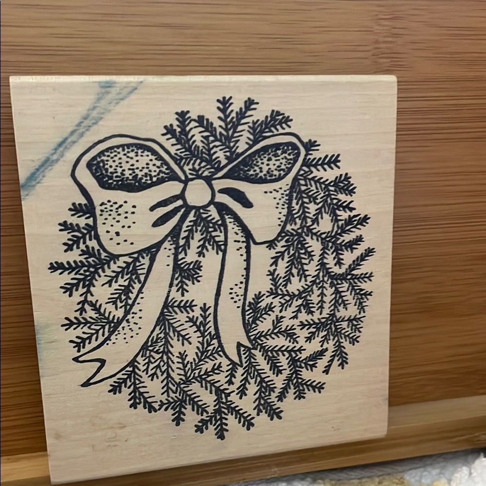 Holiday Wreath Wooden Stamp by stamp affair